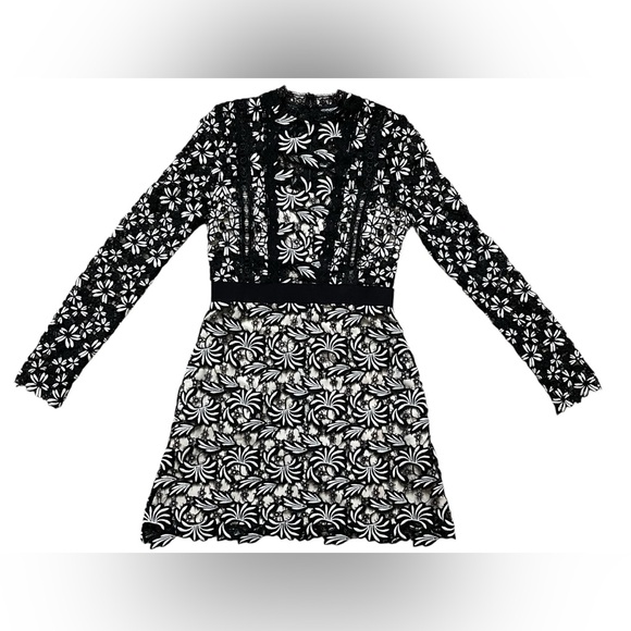 Self Portrait Antoinette Floral Guipure Lace Long Sleeve Mini Dress size 6 - Picture 5 of 16